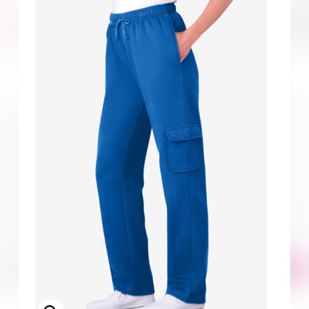 Women Within Blue Better Fleece Cargo Sweatpant Size 26/28 NWT